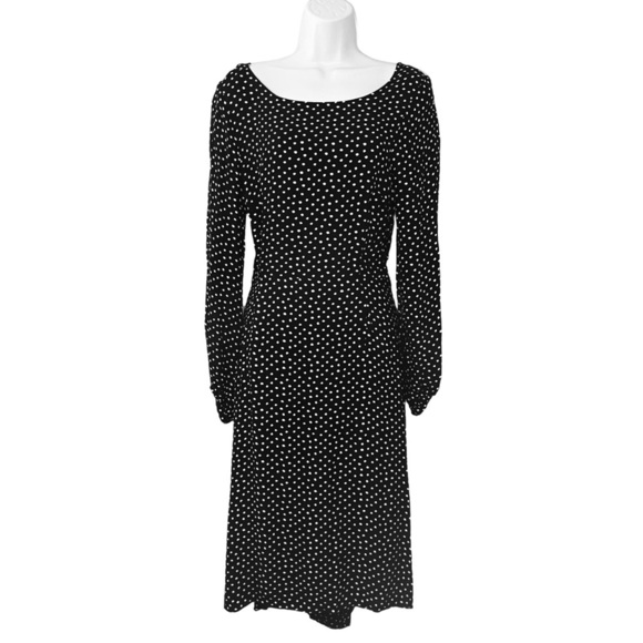 Anthropologie Agatha Midi Dress in Black & White Polka Dot with Open Back. Sz 8. - Picture 4 of 12